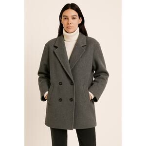 Vintage Fashionbila Wool Coat Made In USA 80s Gray Double Breasted Womens 12 LG